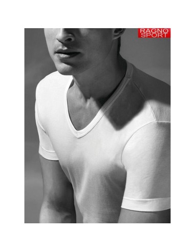 4 Maglie Intima Uomo Scollo A V In Cotone Ragno...