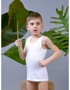 6 Canotte Girocollo In Fresco Cotone Da Bambino Vogatore...