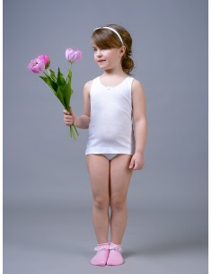 6 Canotte Girocollo In Fresco Cotone Da Bambina Spalla...