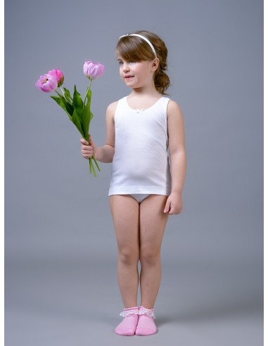 6 Canotte Girocollo In Fresco Cotone Da Bambina Spalla Larga Bimbissimi VL61B