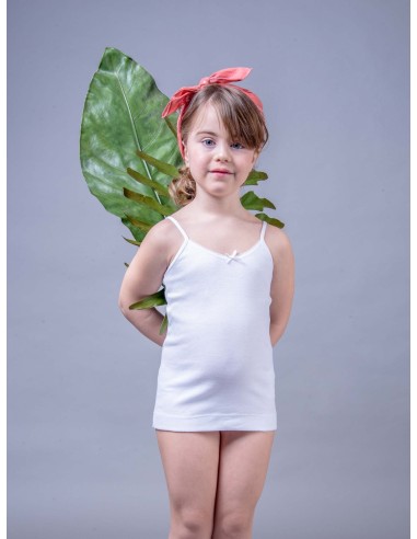 6 Canotte A Bratelline In Fresco Cotone Da Bambina Spallina Stretta Bimbissimi VS61B