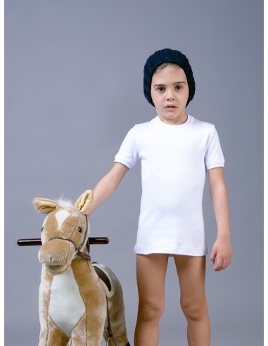 3 Maglie Manica Corta Girocollo In Caldo Cotone Da Bambino Bimbissimi TM310R