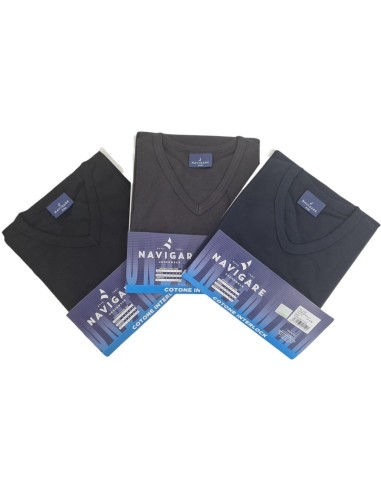 3 T-Shirt Uomo Caldo Cotone Scollo A V Navigare 112 Manica Corta