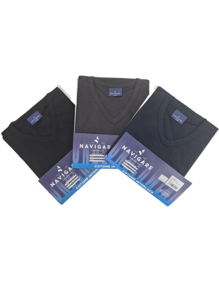 3 T-Shirt Uomo Caldo Cotone Scollo A V Navigare 112 Manica Corta