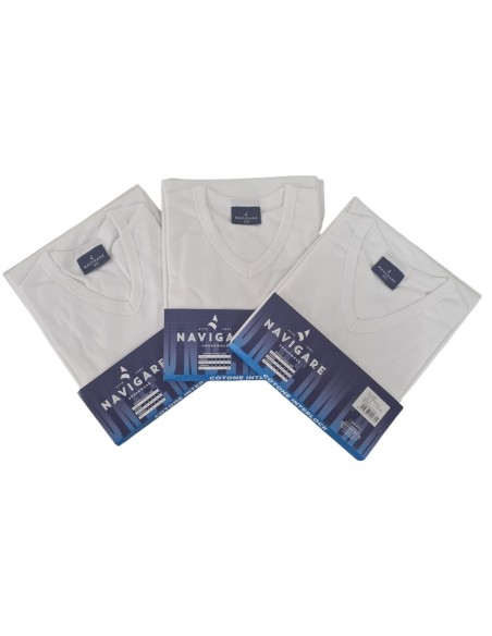 3 T-Shirt Uomo Caldo Cotone Scollo A V Navigare 112 Manica Corta