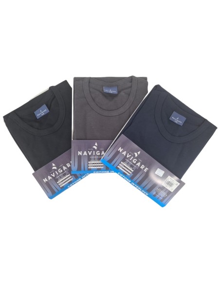 3 T-Shirt Uomo Caldo Cotone Girocollo Navigare 111 Manica Corta