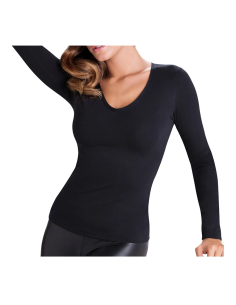 3 Maglie Manica Lunga Scollo A V In Caldo Cotone...