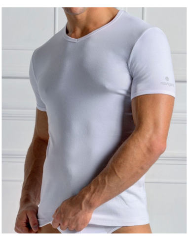 3 T-Shirt Uomo Cotone Elasticizzato Scollo A V Navigare 571 Bielastico