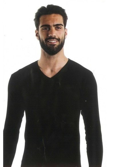 3 Maglie Manica Lunga In Caldo Cotone Interlock Mabrat Scollo A Punta MMUF274N