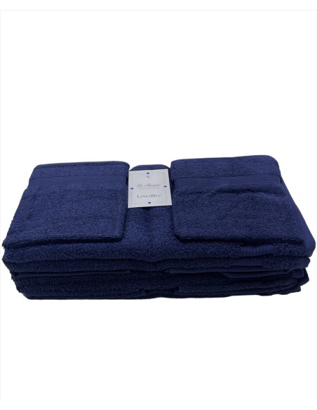 Offerta Set Bagno 12 Asciugamani 6 Viso E 6 Ospite Spugna 500 gr Linea Blu Gold Collection
