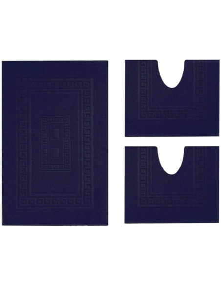 Tappeto Tris Bagno 3 Pezzi In Spugna 60X90 Girowater Girobidet Onda Blu Torino