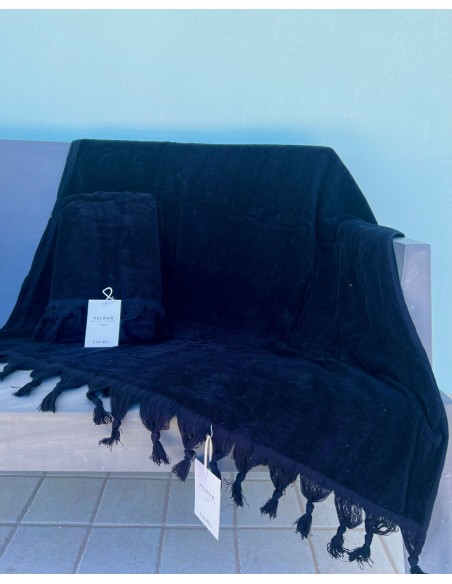 Telo Mare In Spugna In Velluto Con Frangia 90X170 Linea Blu Art. Velour