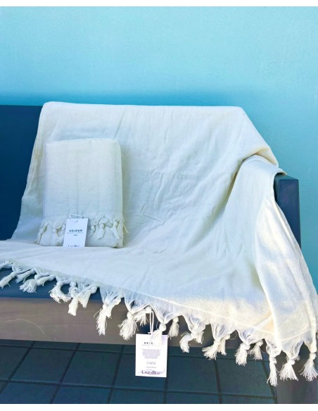 Telo Mare In Spugna In Velluto Con Frangia 90X170 Linea Blu Art. Velour