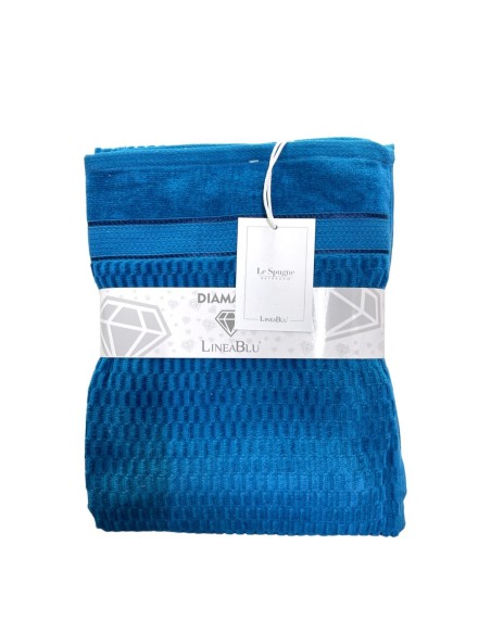 Set Bagno 1+1 Viso E Opsite In Spugna Idrofila 420 g/mq In Puro Cotone Linea Blu Diamante Var.1