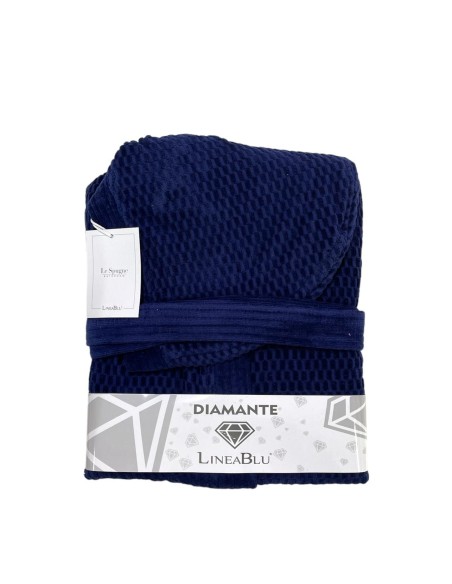 Accappatoio Nido D'ape Con Cintura E Cappuccio Linea Blu Diamante 2