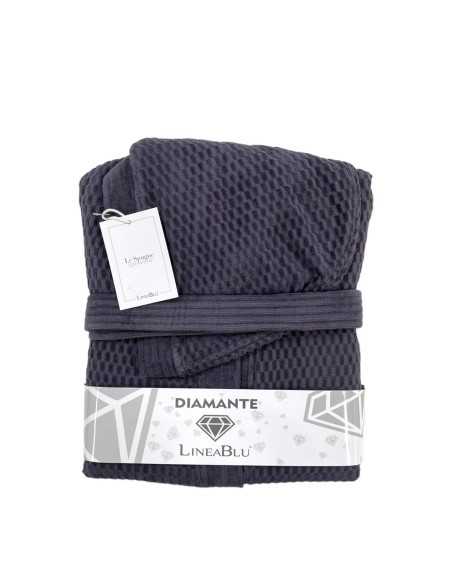 Accappatoio Nido D'ape Con Cintura E Cappuccio Linea Blu Diamante 2