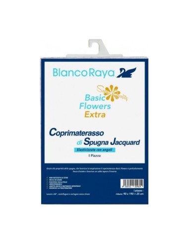 Coprimaterasso Matrimoniale Traspirante In Spugna Jacquard Blanco Raya Basic Flower
