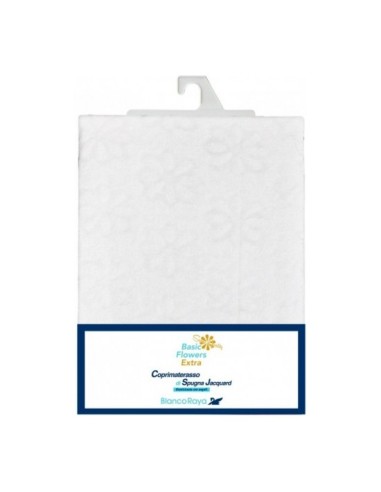 Coprimaterasso Matrimoniale Traspirante In Spugna Jacquard Blanco Raya Basic Flower