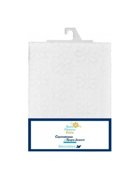 Coprimaterasso Matrimoniale Traspirante In Spugna Jacquard Blanco Raya Basic Flower