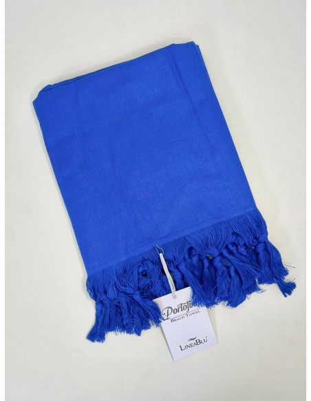 Telo Mare In Cotone Con Frange Linea Blu 90x160 Portofino