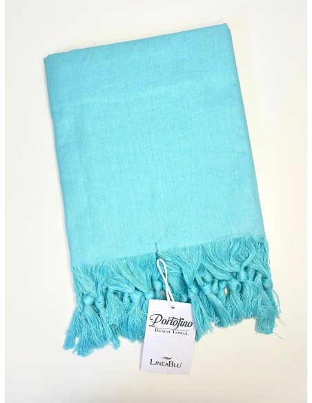 Telo Mare In Cotone Con Frange Linea Blu 90x160 Portofino