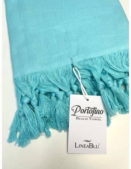 Telo Mare In Cotone Con Frange Linea Blu 90x160 Portofino