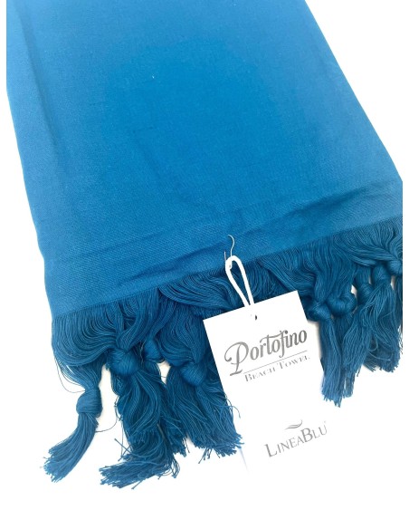 Telo Mare In Cotone Con Frange Linea Blu 90x160 Portofino