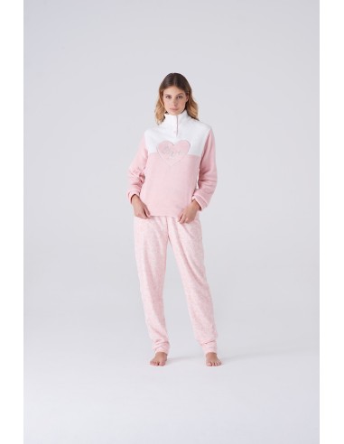 Pigiama Donna In Morbido Coral Manica E Pantalone Lungo Angels  AI21D19