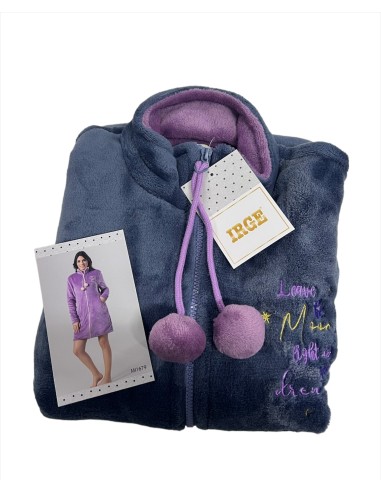 Vestaglia Donna In Coral Con Zip e Tasche Irge Homewear MI1679