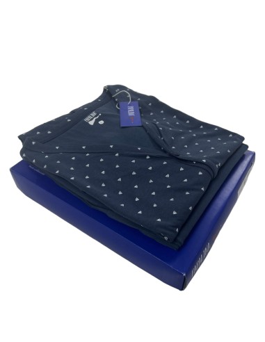 Pigiama Uomo In Cotone Con Casacca Aperta Avanti Con Tasche E Pantalone Lungo Papalina PUM271
