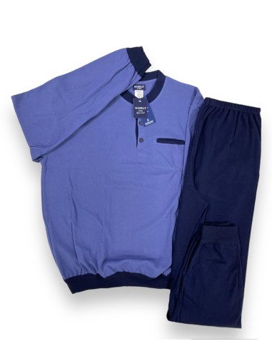 Pigiama Uomo Calibrato In 100% Caldo Cotone Manica e Pantalone Lungo Mabrat MPUF02S
