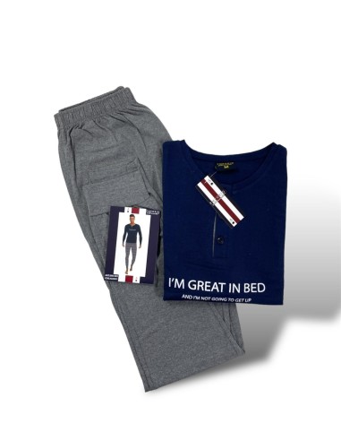 Pigiama Uomo In Caldo Cotone Manica E Pantalone Lungo Marta Marzotto EMI805
