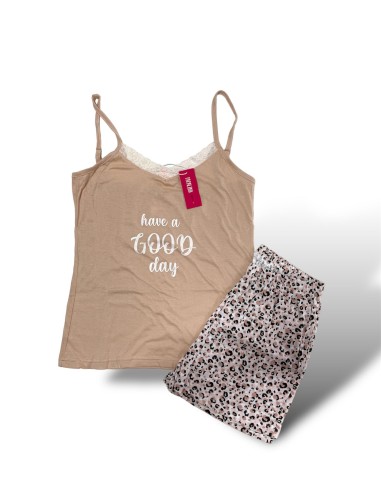 Pigiama Donna In Cotone Spallina Stretta E Pantaloncini PDE1084
