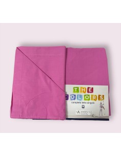 Completo Letto Singolo In Puro Cotone Angels Tinta Unita The Colors Fucsia