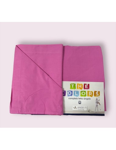 Completo Letto Singolo In Puro Cotone Angels Tinta Unita The Colors Fucsia