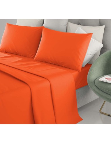 Completo Letto Singolo Cotone Irge Lenzuola Tinta Unita Arancio