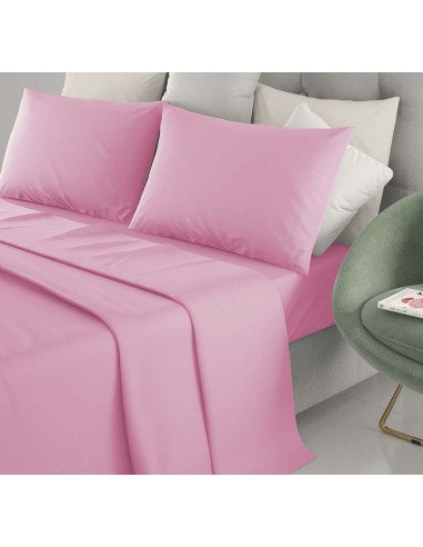 Completo Letto Singolo Cotone Irge Lenzuola Tinta Unita Rosa