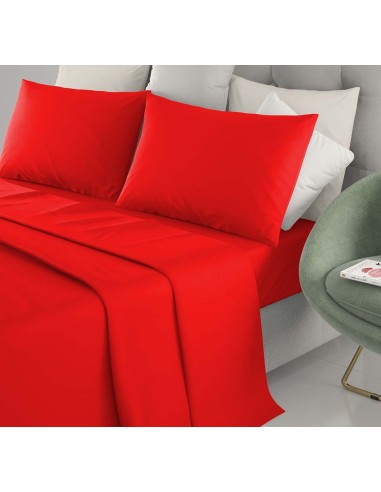 Completo Letto Singolo Cotone Irge Lenzuola Tinta Unita Rosso