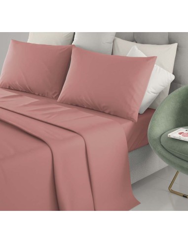 Completo Letto Singolo Cotone Irge Lenzuola Tinta Unita Rosa Cipria