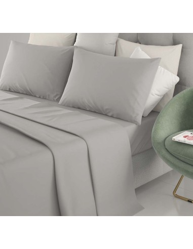 Completo Letto Singolo Cotone Irge Lenzuola Tinta Unita Grigio Chiaro