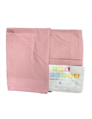 Completo Letto Singolo In Puro Cotone Angels Tinta Unita The Colors Rosa Antico