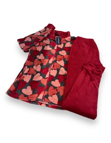 Pigiama Donna In Coral Aperto Avanti Con Zip Sommaruga PG081D