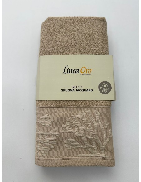 Coppia Di Asciugamani 1+1 Viso E Opsite Spugna Puro Cotone Linea Oro Mediterranea