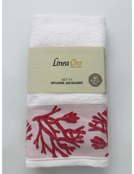 Coppia Di Asciugamani 1+1 Viso E Opsite Spugna Puro Cotone Linea Oro Mediterranea