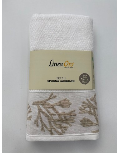 Coppia Di Asciugamani 1+1 Viso E Opsite Spugna Puro Cotone Linea Oro Mediterranea