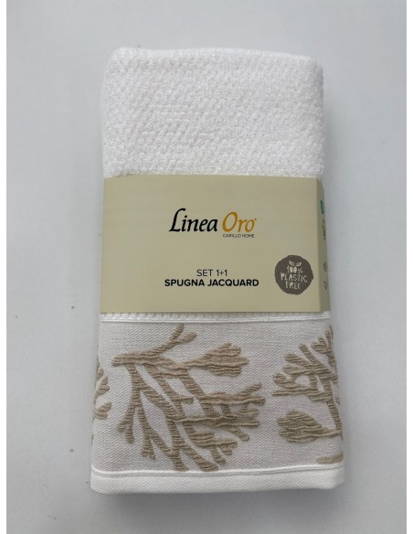 Coppia Di Asciugamani 1+1 Viso E Opsite Spugna Puro Cotone Linea Oro Mediterranea