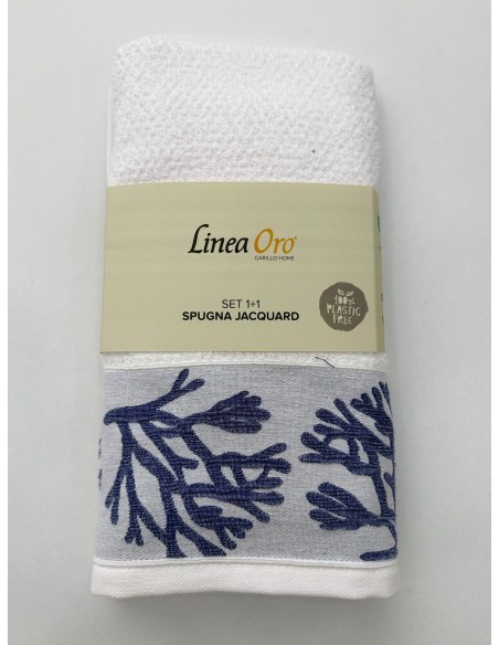 Coppia Di Asciugamani 1+1 Viso E Opsite Spugna Puro Cotone Linea Oro Mediterranea