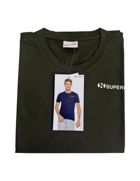 T-shirt Uomo Superga In Cotone Con Logo Verde Militare