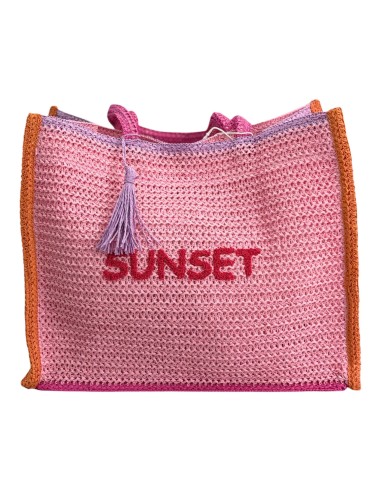 Borsa Mare In Paglia Papalina Ricamata Sunset