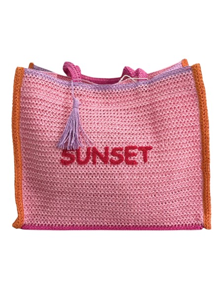 Borsa Mare In Paglia Papalina Ricamata Sunset